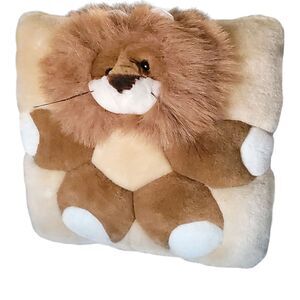 T.W.I.E. Lion Angel Toy Company Square Animal Cushion‎ Pillow 12” Plush Vintage